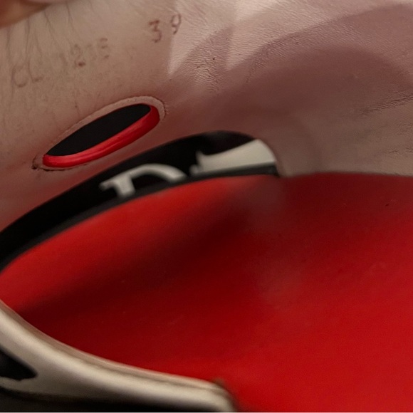 Christian Dior Red Black & White Leather Slides - Picture 2 of 8